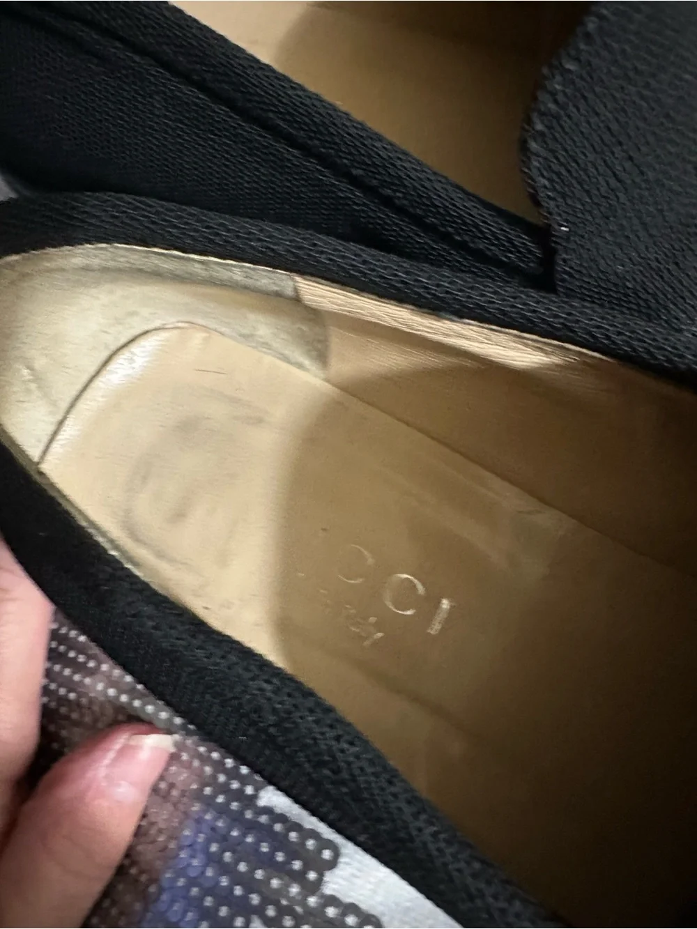 Gucci Black Slip-On Loafers with Dark Silver Buckle